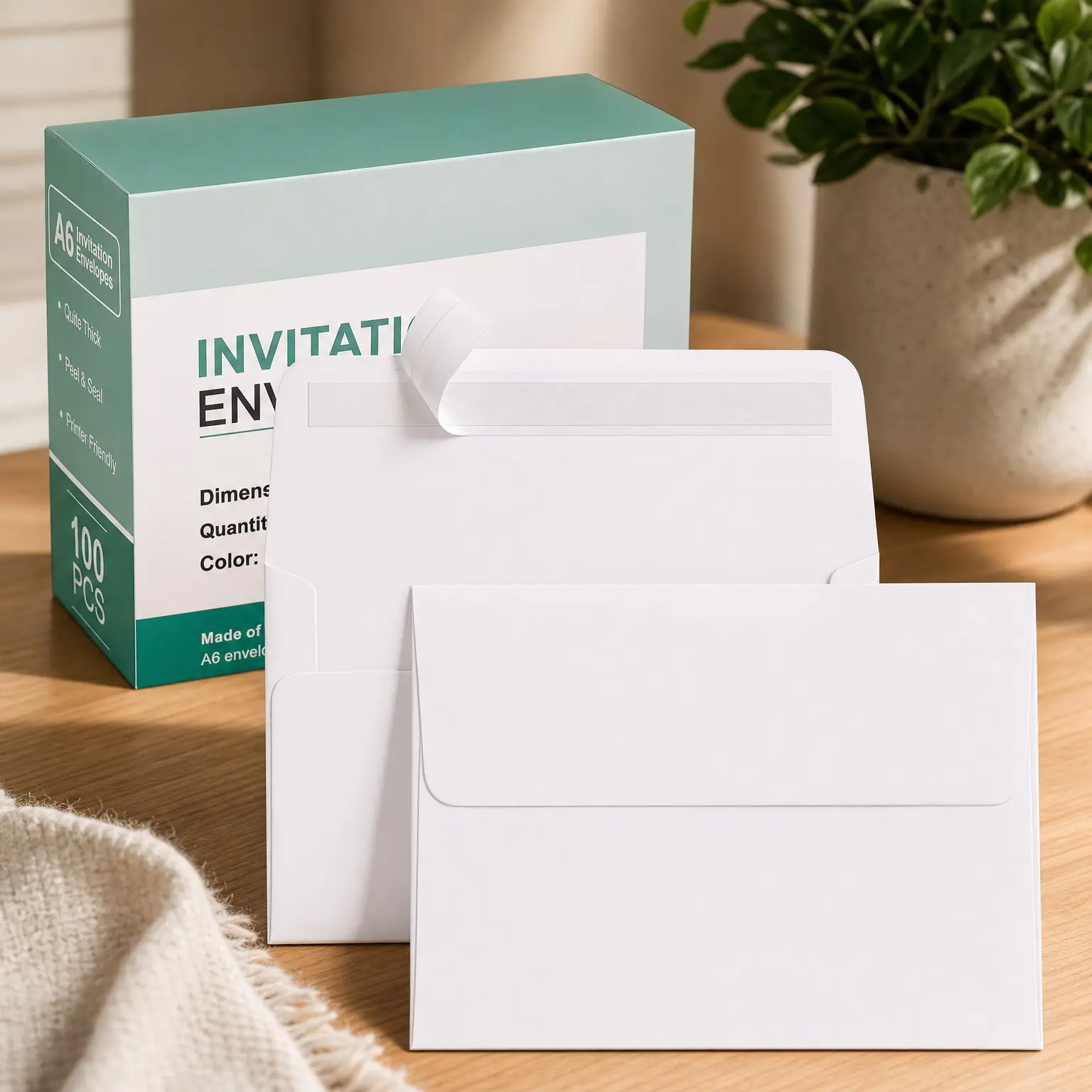 A6 White Envelopes 4x6, 100 Pack Self Seal Envelopes for 4x6 Cards, Photos, Invitations, Wedding, Graduation, Baby Shower, RSVP, 6.5 x 4.75 Inches