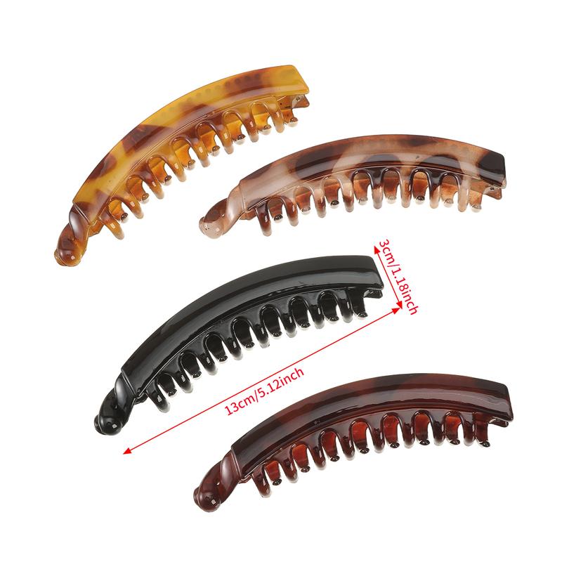 AWAYTR 4Pcs/Set Elegant Large Banana Hair Clips for Women Fashionable Banana Clip for All Hair Types Vintage Hair Clips Ponytail Clip