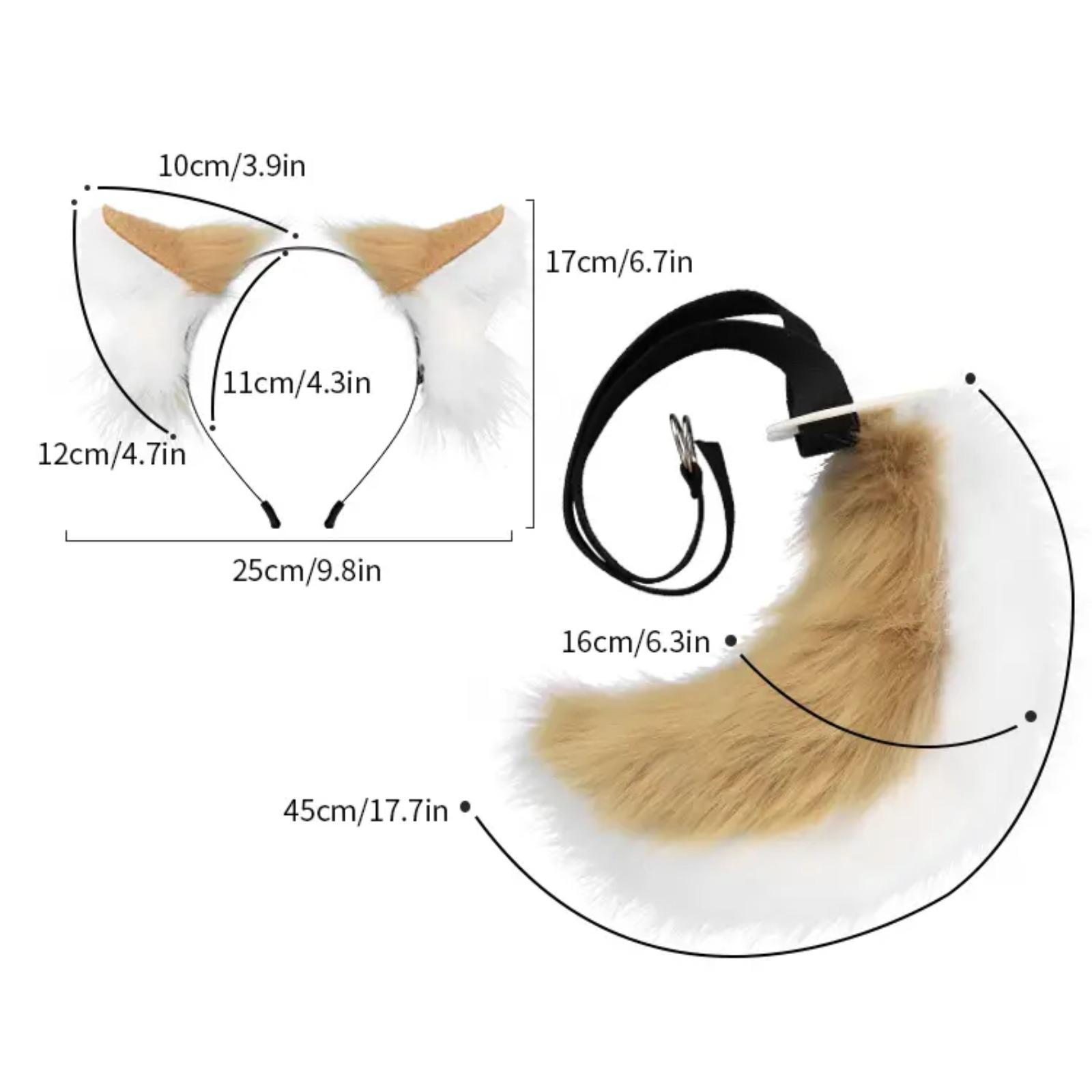 Cute Plush Shiba Inu Animal Ears Headband with Furry Tail, Cosplay Dog Ears & Fox Tail Hair Accessories, Soft Furry Costume Set Perfect for Anime Conventions, Comic Cons, Halloween Parties, Cosplay Events & Daily Cute Styling