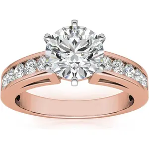 Women's Personalized 1 CT Round Non-Natural Crystal Moissanite Ring - Engagement, Wedding Anniversary Promise Jewelry with Free Engraving
