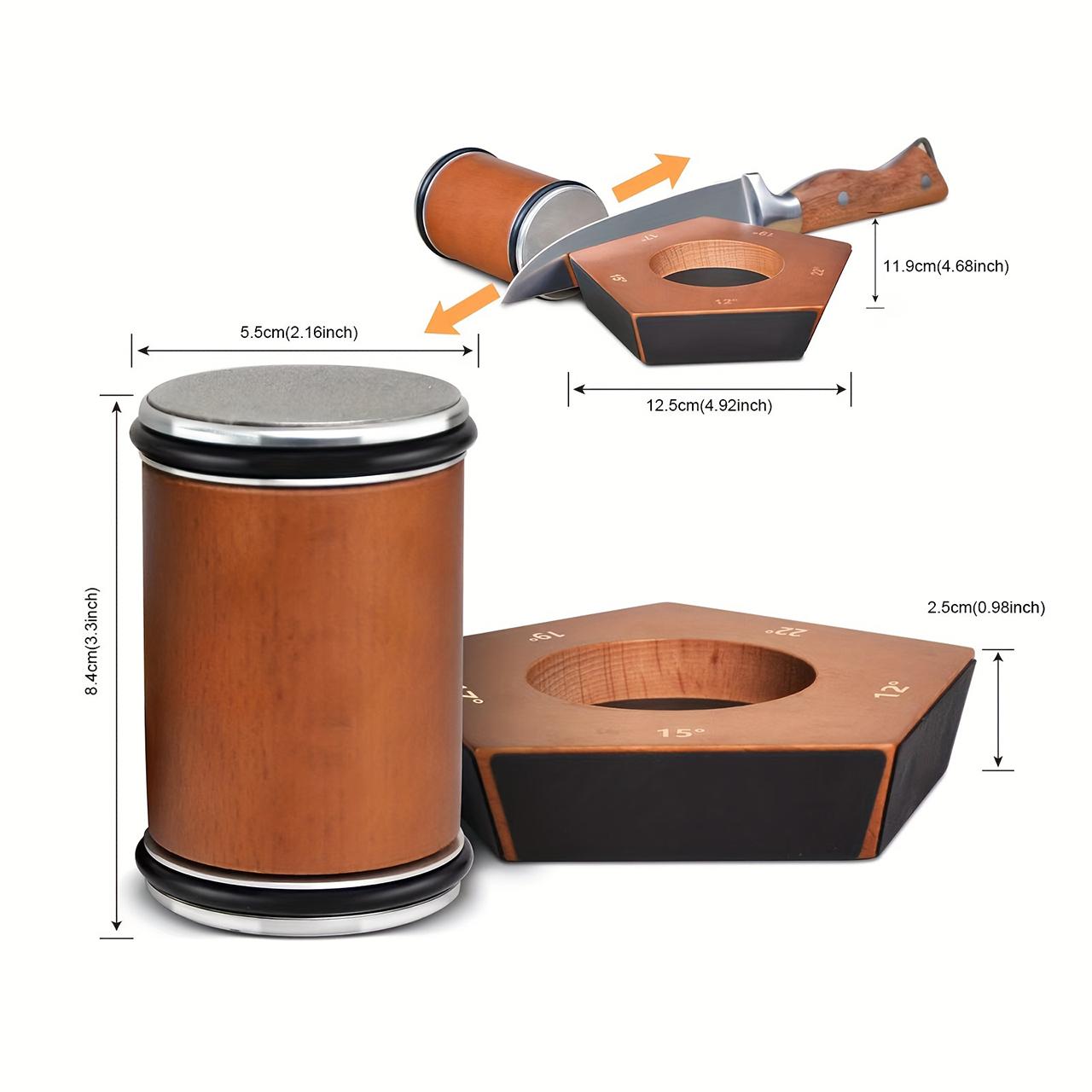 Magnetic Knife Sharpener Set, 1 Set 5 Sides Wooden Handle Knife Sharpener, Manual Knife Sharpening Tool for Kitchen