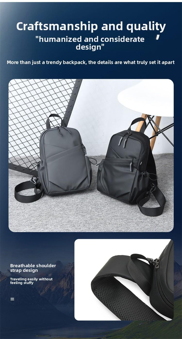 2026 trendy black leather shoulder bag, urban men's bag, suitable for short trips