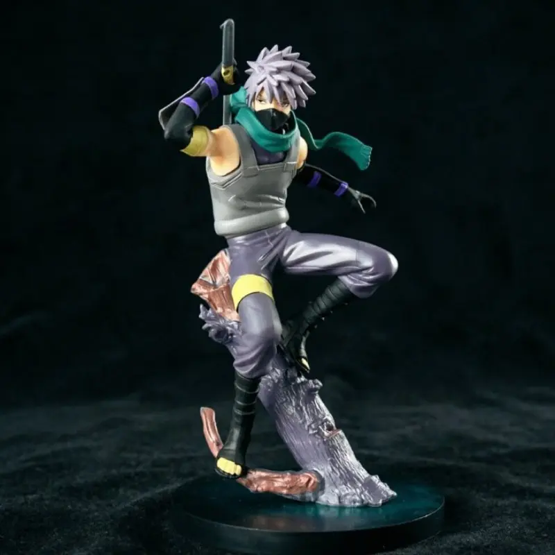 Naruto ANBU Kakashi Tree Trunk Battle Figure 21cm, Desktop Decoration Gift, Anime Collectible Model, Perfect for Fans and Enthusiasts