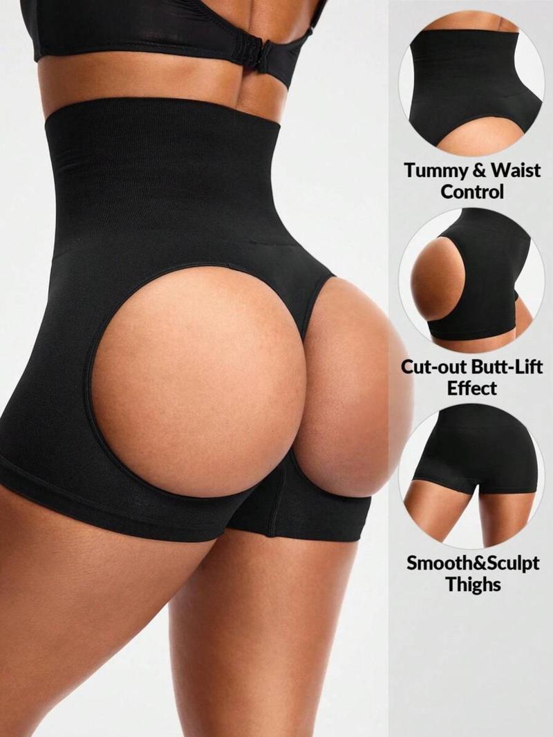 Women's Cut Out High Waist Shapewear Shorts, High Waisted Shaper, Breathable Comfortable Shaper, Tummy Control Butt Lifter, Ladies Shapewear Bottoms, Womenswear