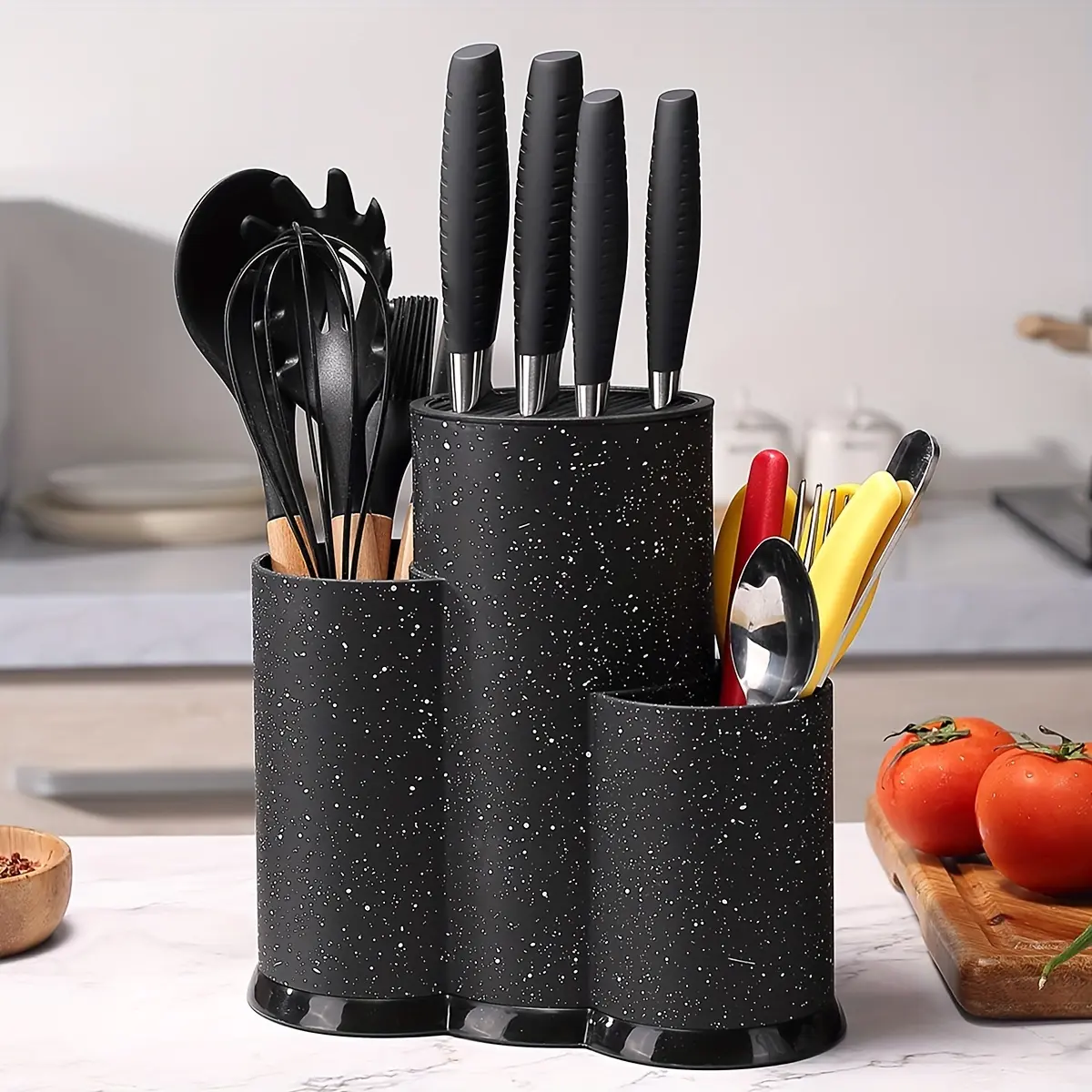 1pc Universal Safety Tool Rack, 3-In-1, Single Knife Rack, Multi-Functional Kitchen Utensil Rack, Empty Storage Rack, Large Kitchenware And Tableware Rack, Combination Dish Drying Cylinder, Household Cooking Kitchen Tool Rack