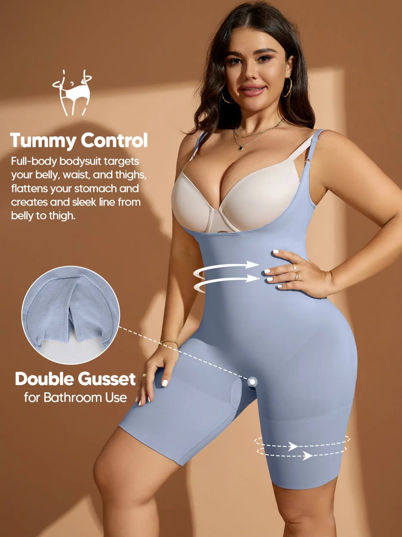 Open Bust Full Body Shapewear Bodysuit Shorts, No Flatten Breast, Butt Lifting Bodycon Shorts, Full Body Tightening and Sculpting, All Seasons Minimalist Style