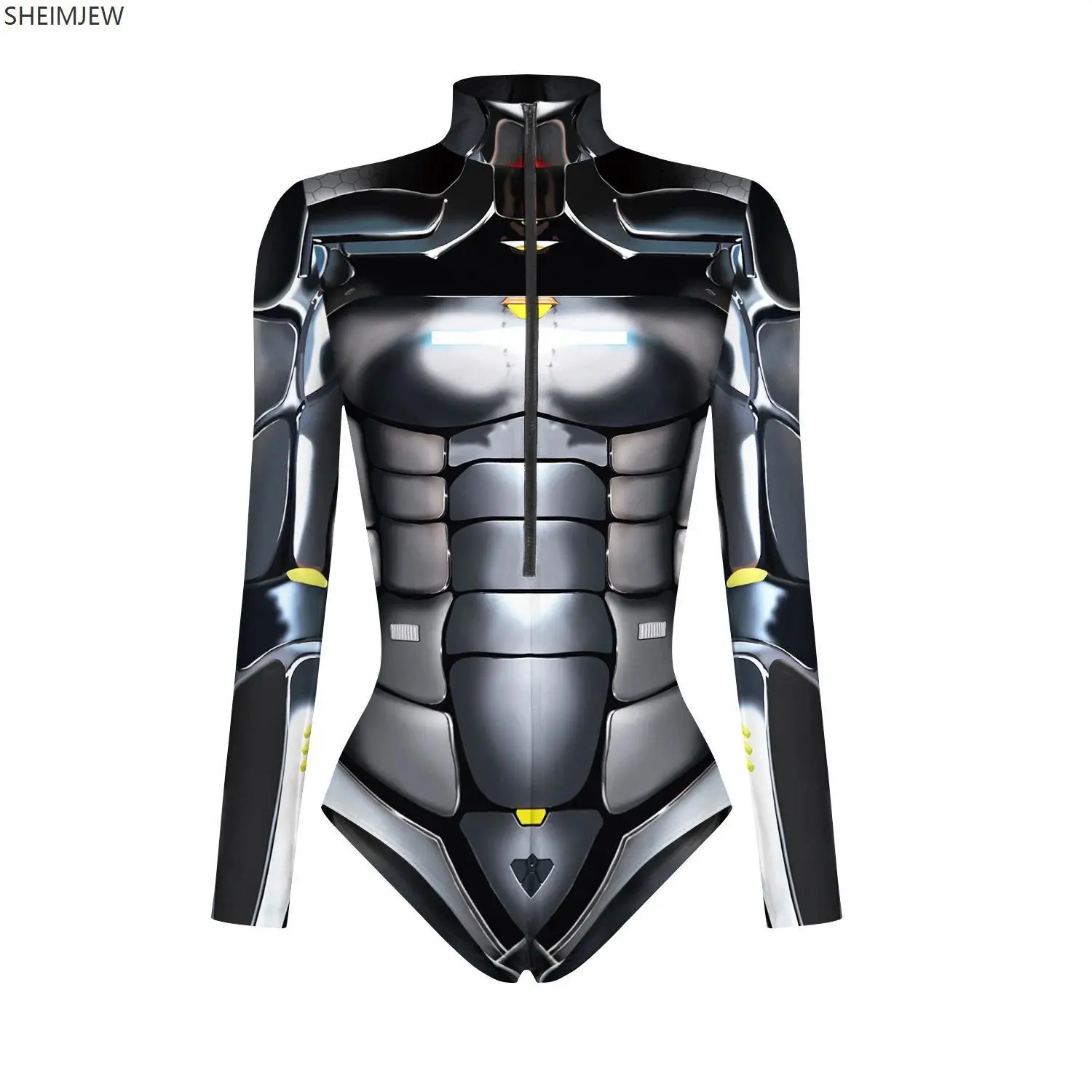 Movie Cyberpunk Robot Armor Zentai 3d Printed Jumpsuit Cosplay Costume Women Zipper Bodysuit Rave Party Halloween Swimsuit 2025