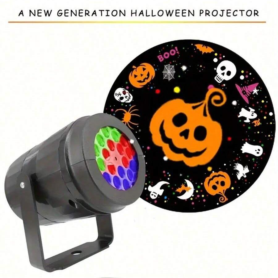 Halloween LED Projector Light, 1 Box Ghost & Pumpkin Patterns Projector Light, Ambient Room Lighting for Halloween Party Decor, Led Spotlight