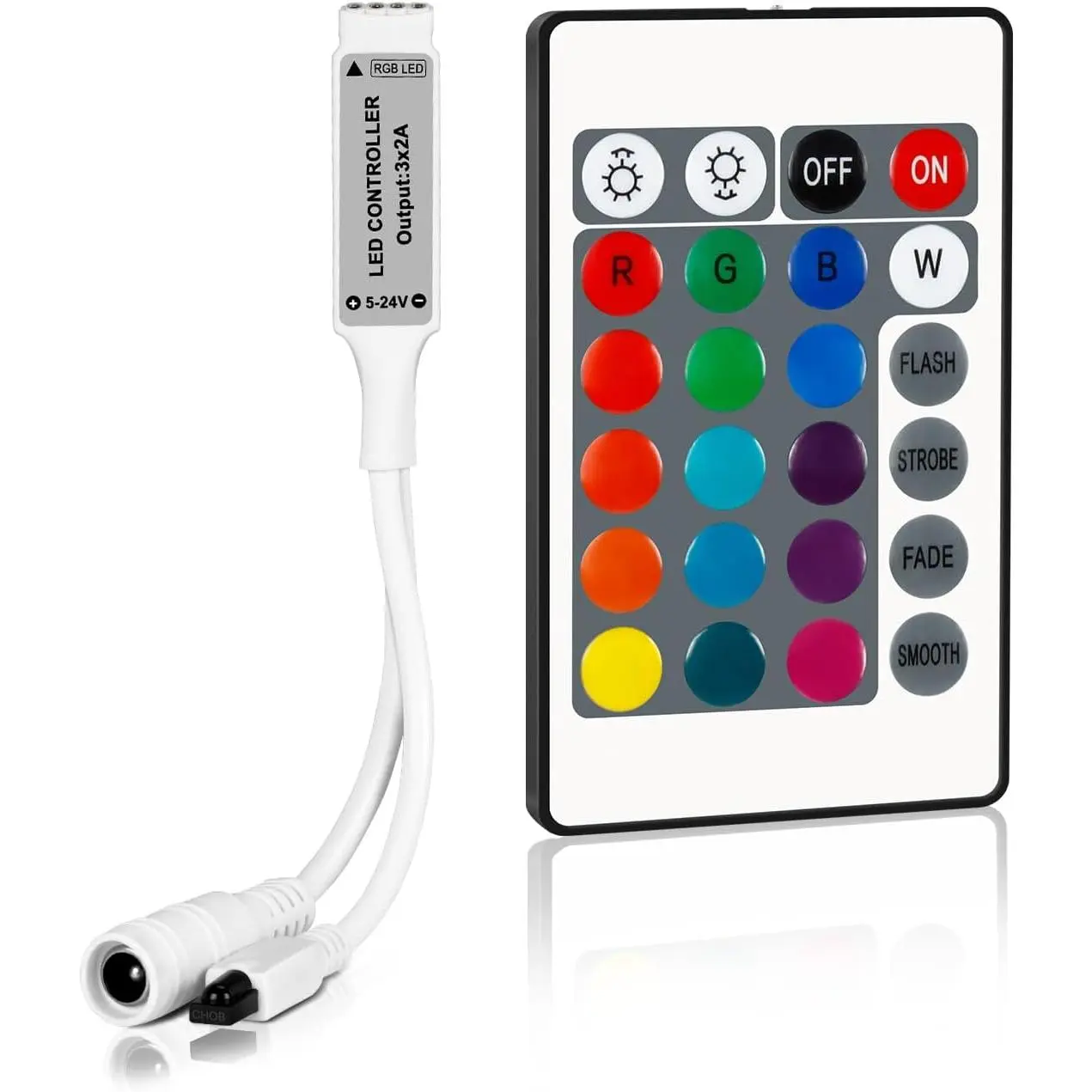 Durable RGB LED Controller Smart Home Controls - Modern 24-Key IR Remote Control, Synthetic RGB LED Strip Controller for Smart Home Systems