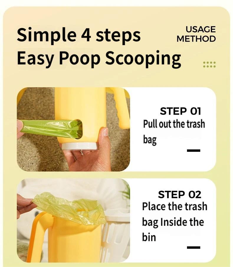 Multi-Function Cat Litter Scoop With Built-In Trash Bin, Large Capacity Litter Scooper With Bag Storage, Dual Gap 6mm+8mm Sifter Scoop For Most Cat Litter, No-Mess Litter Box Cleaner With Ergonomic Handle