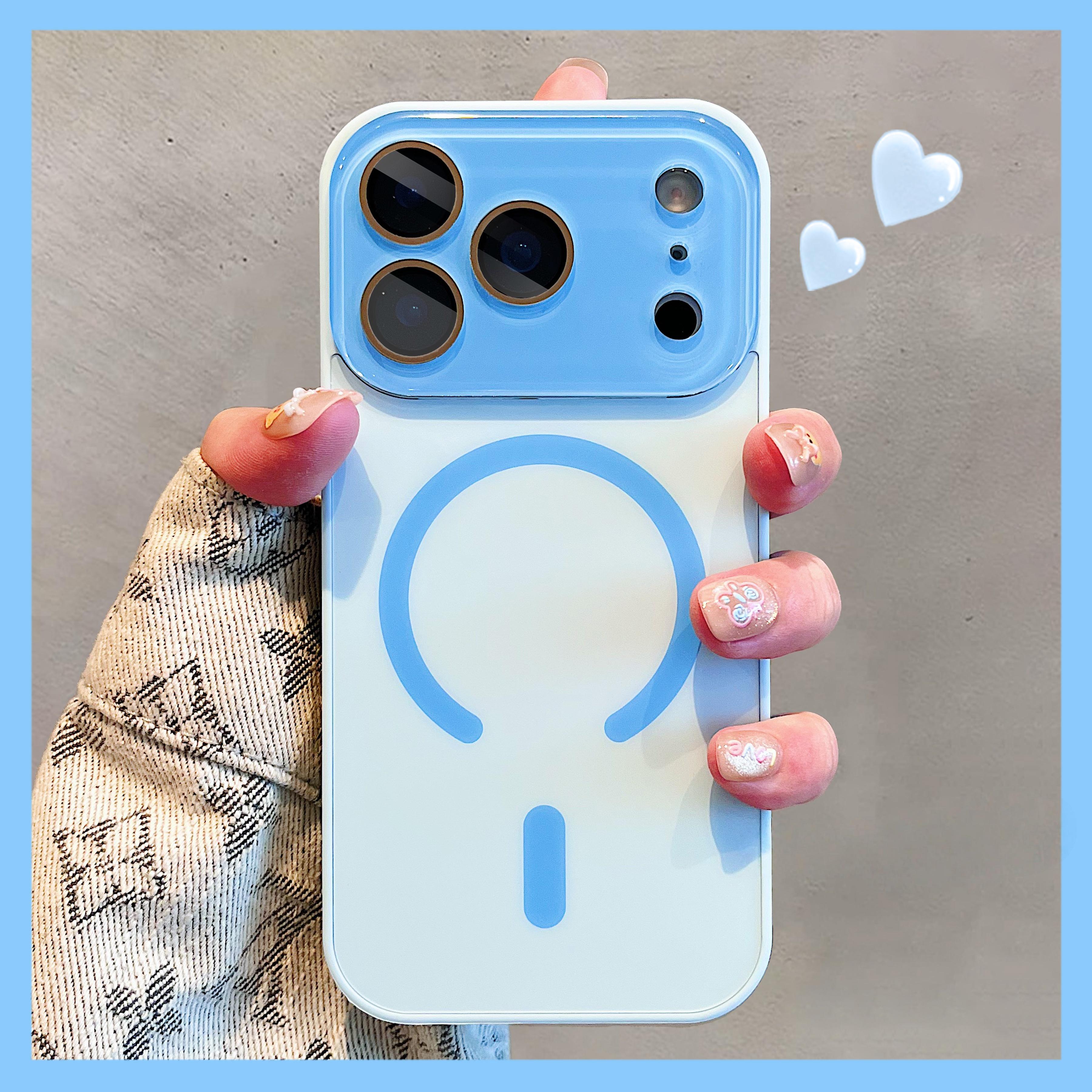 Solid colour large window magnetic phone case for iPhone 17 Pro MAX 13 14 15 16 Pro MAX shockproof back cover