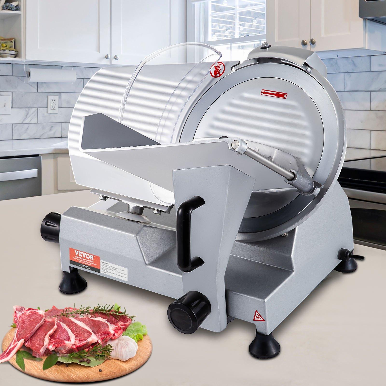 VEVOR Commercial Meat Slicer, 320W Electric Deli Food Slicer, 12 inch Carbon Steel Blade Electric Food Slicer, 350-400RPM Meat Slicer, 0-0.6 inch Adjustable Thickness for Meat, Cheese, Veggies, Ham VEVOR Commercial Meat Slicer, 320W Electric Deli Food Slicer, 12 inch Carbon Steel Blade Electric Food Slicer, 350-400RPM Meat Slicer, 0-0.6 inch Adjustable Thickness for Meat, Cheese, Veggies, Ham