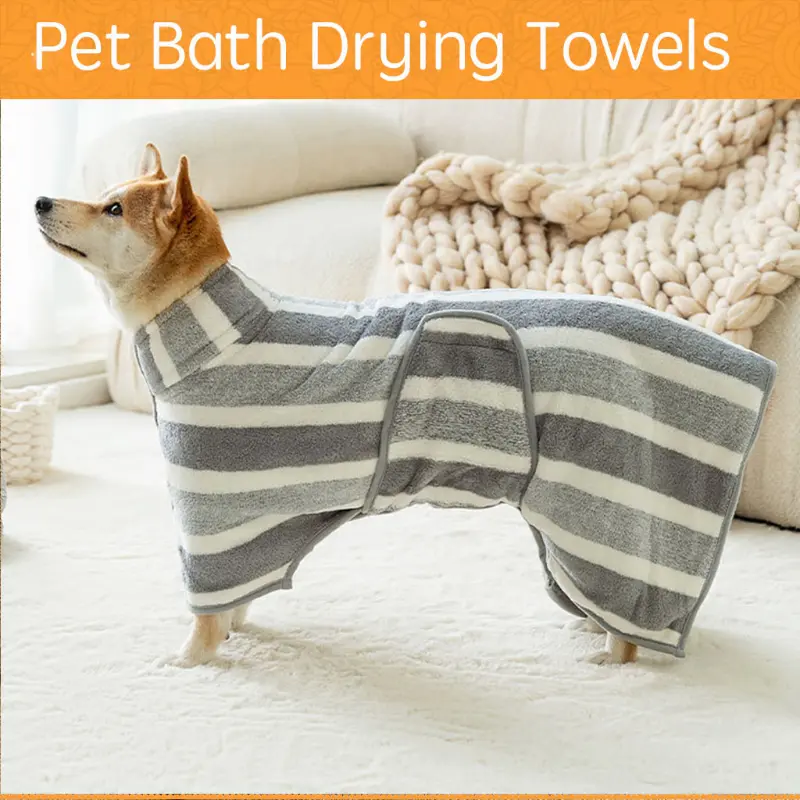 Dog Coral Fleece Towel Super Absorbent Pet Bath Towel Microfiber Dog Drying Towel