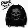 Men's Ripped Drop Shoulder Sweater Pullover, Loose Casual Street Soft Comfy Long Sleeve Round Neck Casual Trendy Jumper for Fall, Fashion Men's Knitwear for Daily Wear, Soft Fabric Pullover, Casual Pullover Tops, Streetwear Pullover