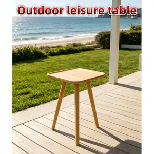 Portable Outdoor Camping Table, Small Round Wooden Stand, Convenient Carry Folding Design, Ideal for Fishing & Picnics