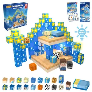 Blue Cozy Home World Magnetic Cube DIY 100PCS 200PCS Create Building Block Light Toy Assembly,birthday gifts