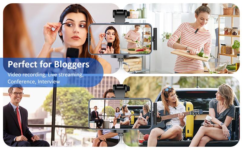 2 Pcs Wireless Lavalier Microphone for iPhone iPad Android with Charging Case 7H Clip on Lapel Microphone Wireless for Video Recording Vlogging, YouTube, Interview, 3 Mode Denoise, 70ft