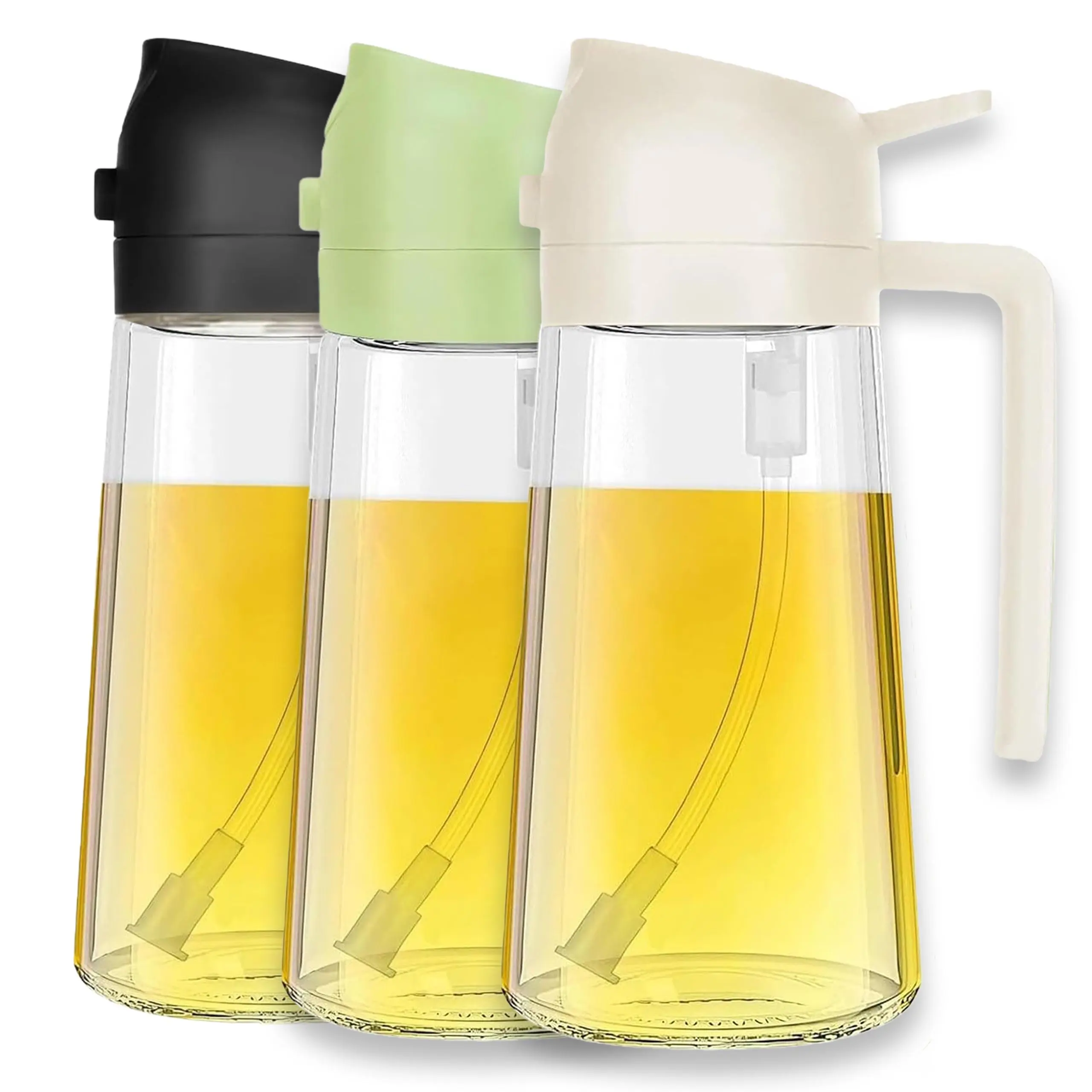 Fat Reducing Portion Control Dual Oil Sprayer Clear Visible Borosilicate Glass For Air Fryer BBQ Kitchen Bottle