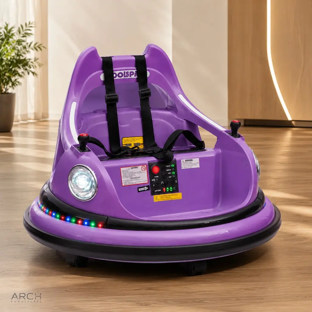ARCH 12V Remote-Controlled Toddler Car - 2WD Dual-Drive System, 4-Wheel Design, Ride On Wheels, LED Lights, Bluetooth, 360° Spin, Full-Circle Anti-Collision Padding, 5-Point Safety Harness, 15.87 lbs, 66.14 lbs Outdoor Ride-On Toy for Ages 1.5-5 Yrs