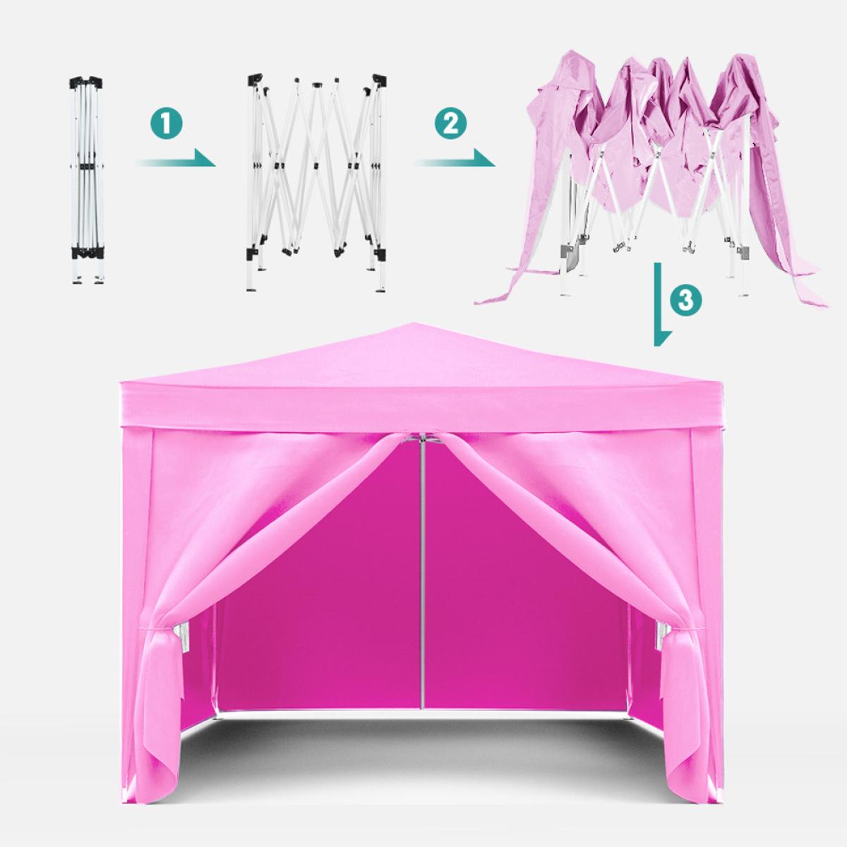 10'x10' Folding Canopy with 4 Removable Sidewalls Outdoor Event Shelter UPF 50+ Gazebo Portable Tents for Parties Beach Camping Wedding EZ Pop Up Canopy Weight Bag + Carry Bag