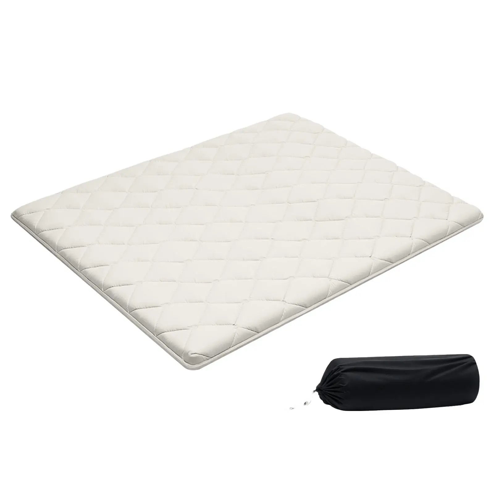 Japanese Tatami Mat Queen Size Foldable Tatami Futon Mattress With Storage Bag And Fastener 9-Layer Floor Mat For Sleeping Dorm Room Meditation Yoga Portable Lightweight 80 X 60 X 2.5 Inches White