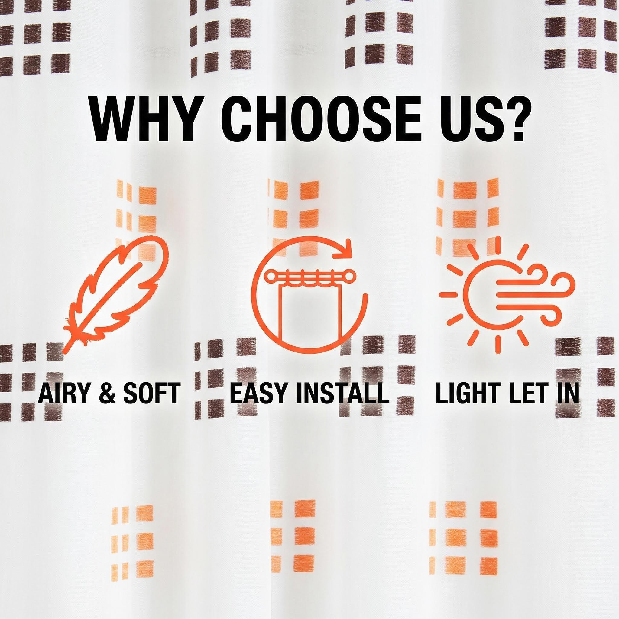 Cozy Curtain 2 Panels 52X84Inch is made of bamboo-jointed linen fabric, combined with embroidery technique, featuring a two-color nine-square pattern, with a metal ring at the head. It is easy to install, has a unique style, and is labeled as CT278.