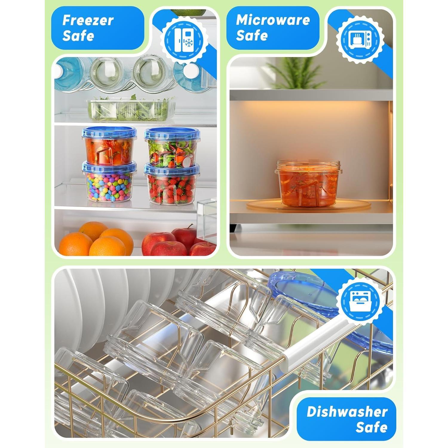 6 Pack-17oz Freezer Storage Containers, Plastic  Storage Containers with Twist Top ,  and  Soup Containers with Lid, Microwave and Dishwasher Safe