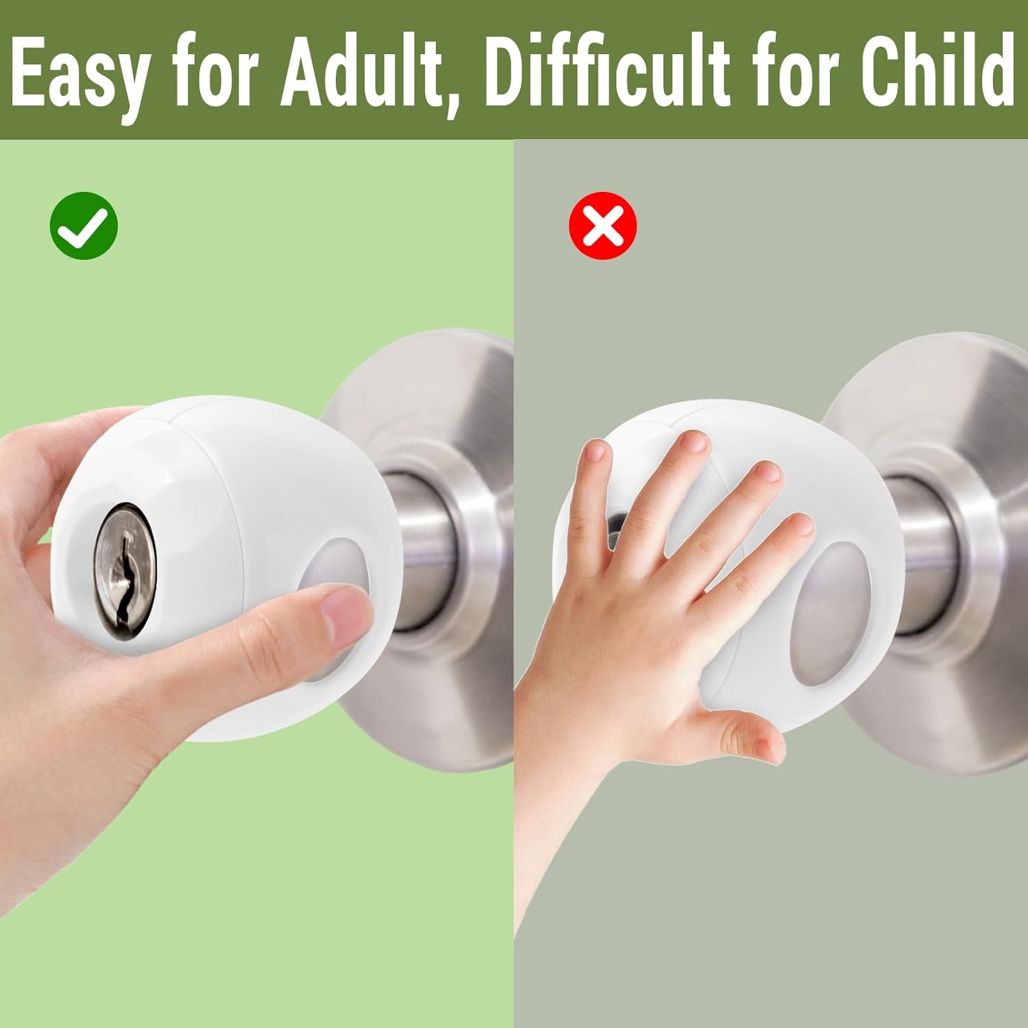 Safety Door Knob Covers 4 Pack   Proof Door Knob Locks  Proof Door Handle Protector for  Universal Fit Easy Grip Lockable Design No Tools Needed