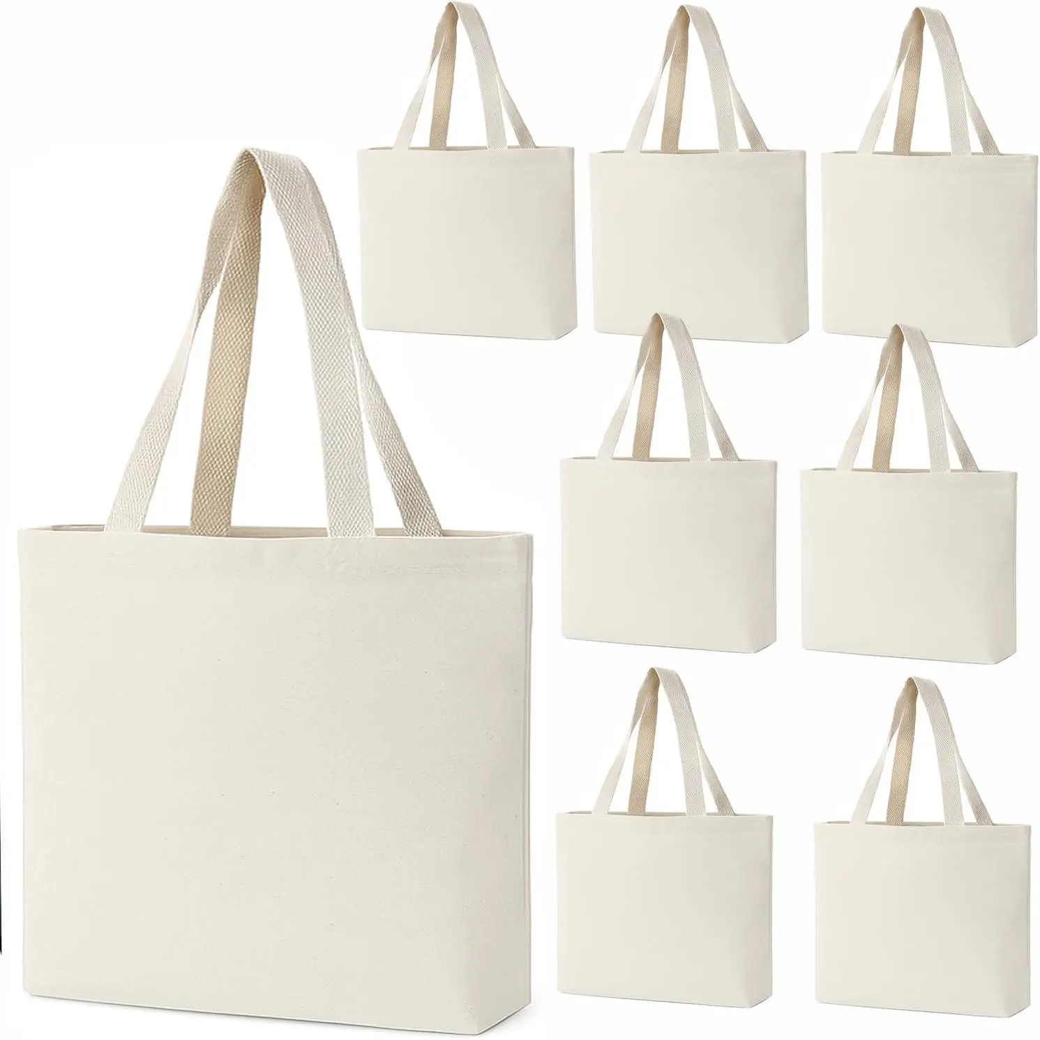 Pack of 12, 8" x 8" W Mini Natural Color Canvas Tote Bag, Canvas Craft Bags, DIY Goody Bags Party Favor