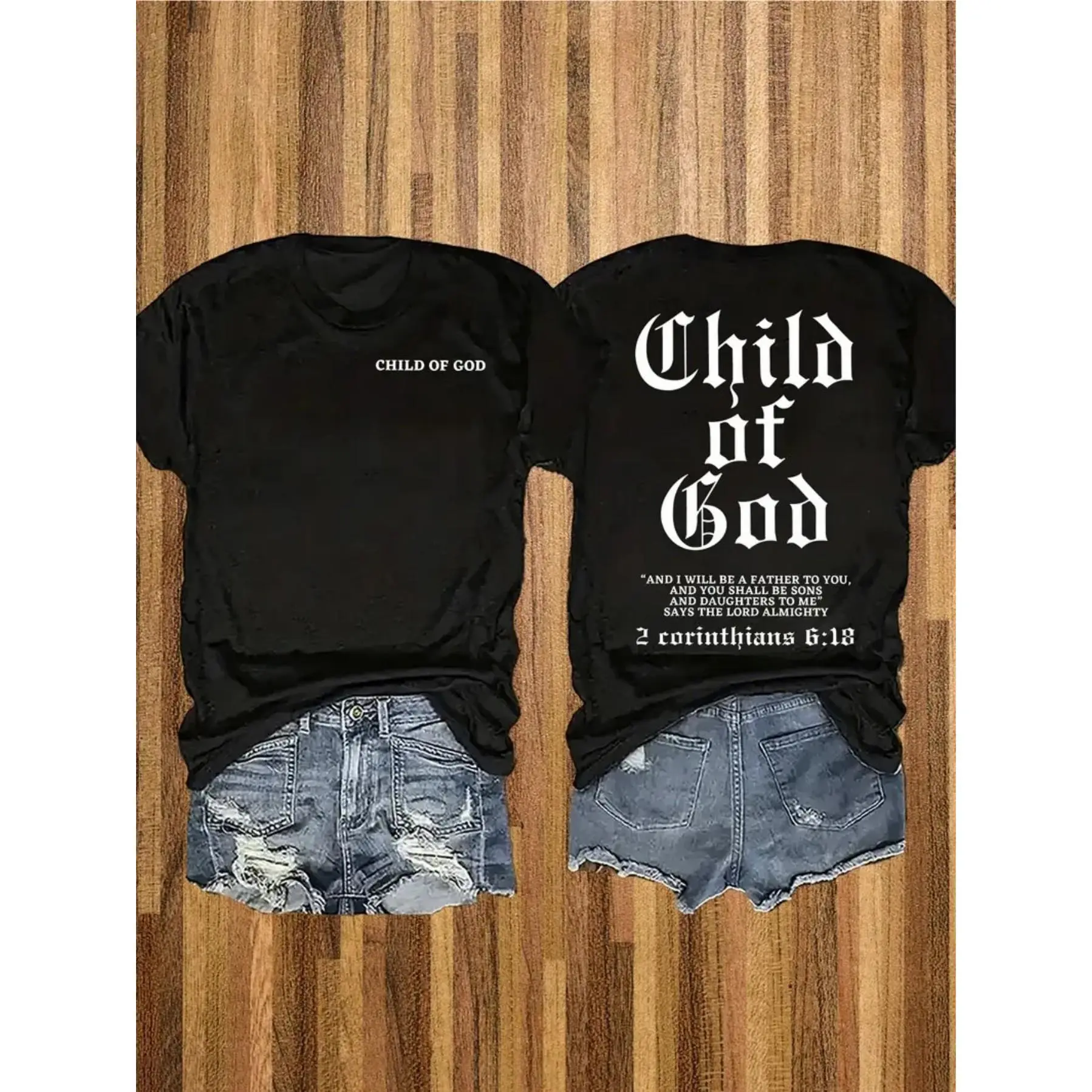 Two-sided Letter Pattern Printed T-shirt Casual Round Neck Short Sleeve Shirt Spring and Summer Casual Fashion Women's Top T-shirt