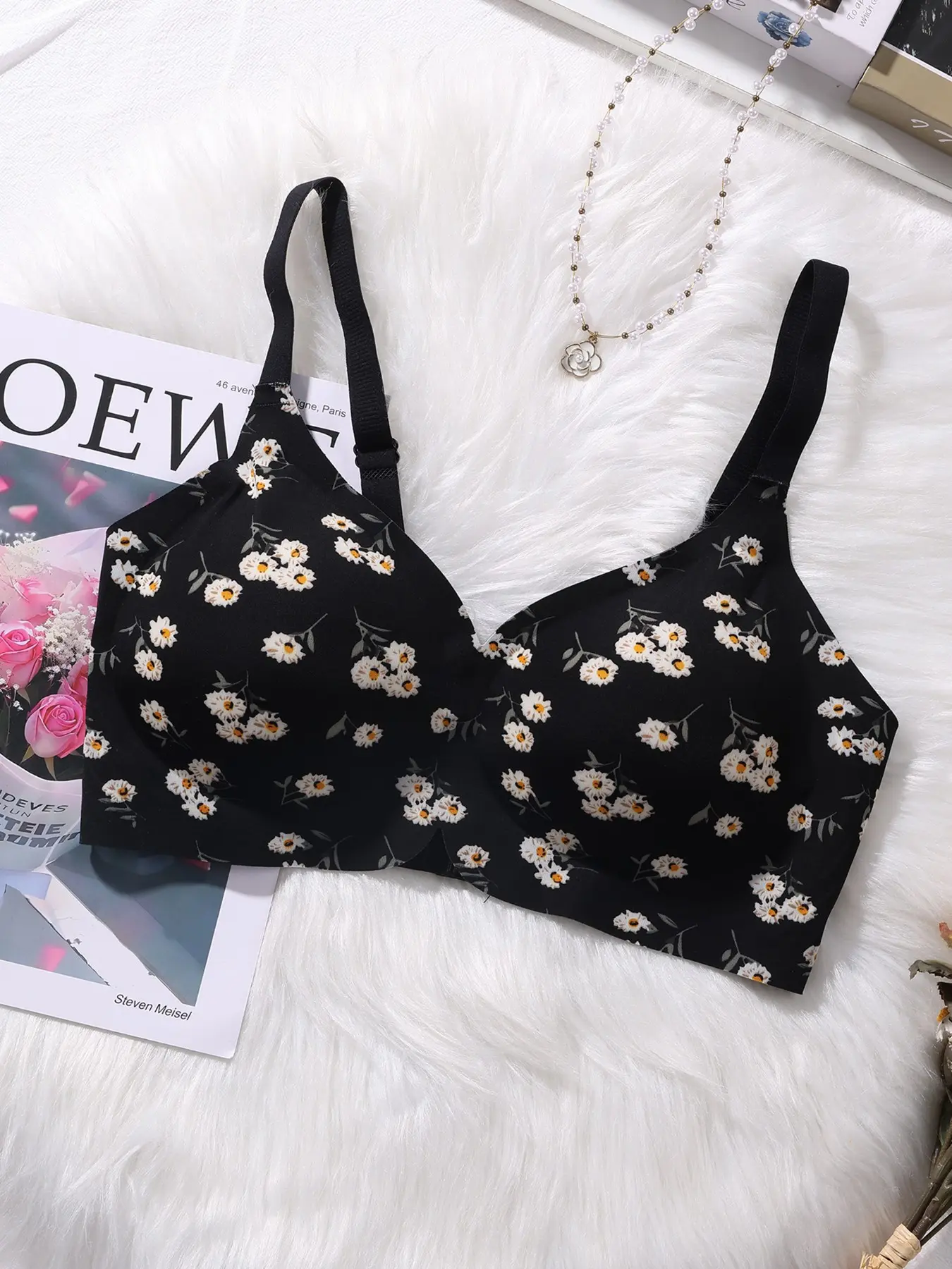 Women Seamless Wireless Bra, Removable Pads Adjustable Straps Soft Stretchy Lingerie For Everyday Casual Wear