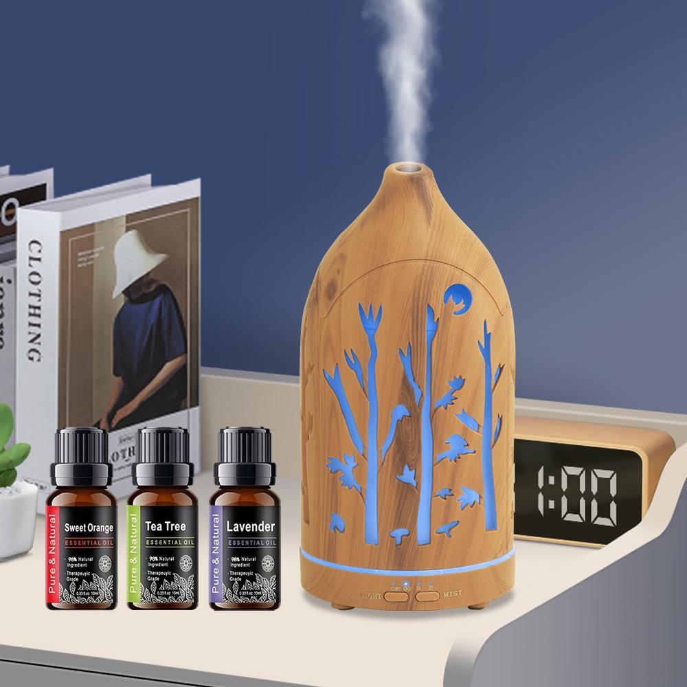 7 Color LED Aromatherapy Diffuser with Auto Shut Off & 3 Essential Oils Humidifier Set