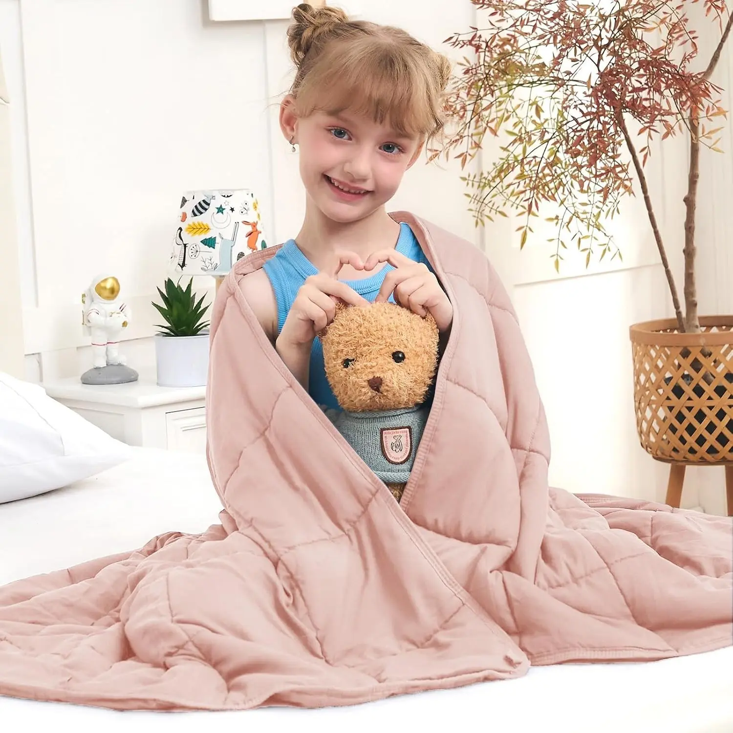 Weighted Blanket 7lbs, 40"x60", Cooling Heavy Throw Blanket for 60-90lbs, Microfiber Soft Big Blankets Weighted Comforter, Pink