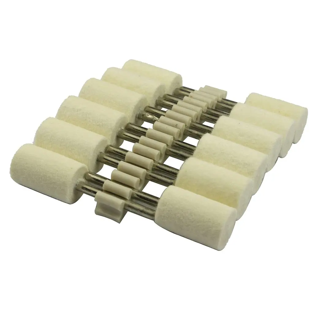 12 mm Compressed  Felt Polishing Bits, Cylinder Shape Felt Buffing Tips for  Rotary Tool - 1/8 Inch Shank (Pack of 12)