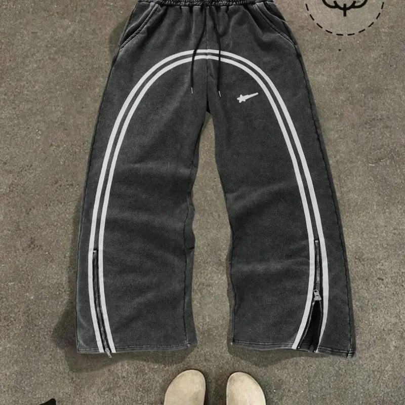 Men's Regular Fit Striped Print Drawstring Waist Sweatpants, Casual Pocket Pants for Fall & Winter, Men's Trousers for Daily Wear, Athleisure Pants, Athleisure Bottoms, Adjustable Drawstring Sweatpants, Casual Style Sweatpants