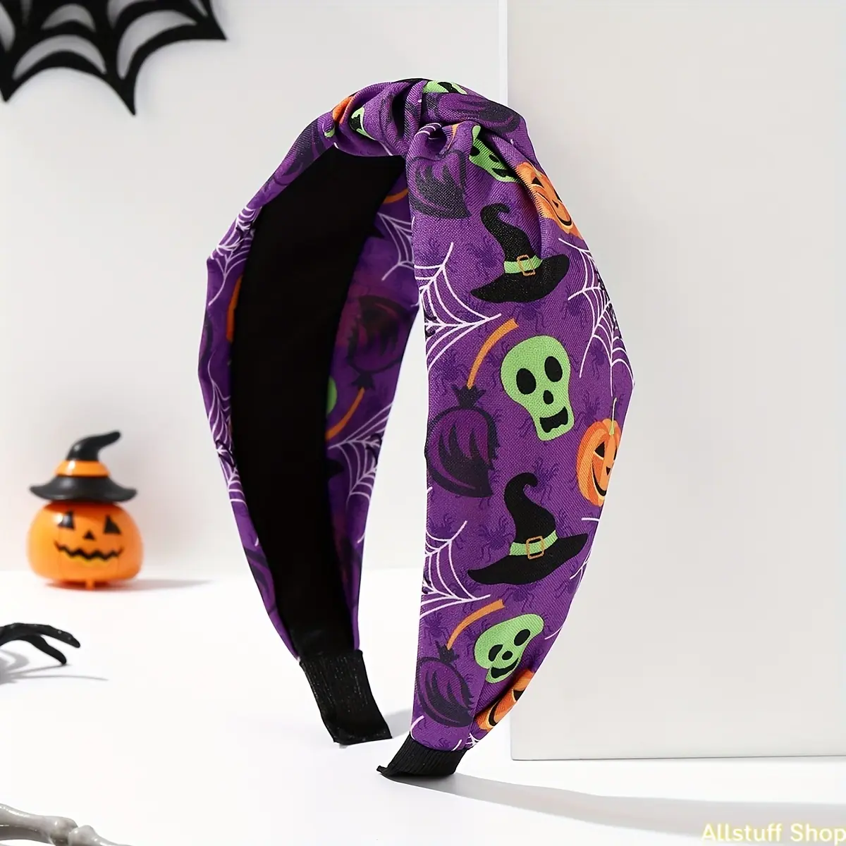 1pc of Fabric Halloween Pumpkin Knotted Wide Headband
