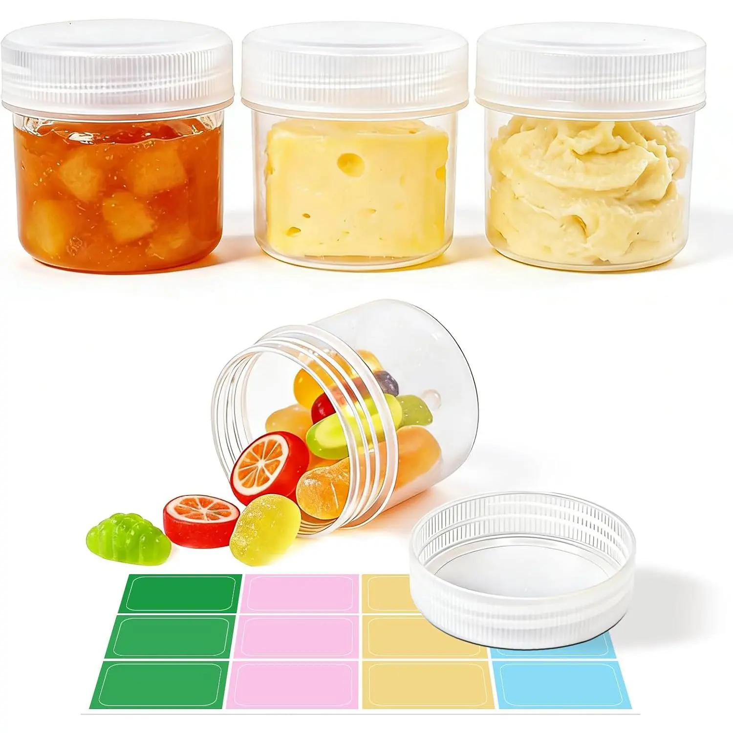 4 Pack 1 Ounce Clear Refillable Plastic Jars with Airtight   Leakproof Small Containers for Makeup  Kitchen   Storage