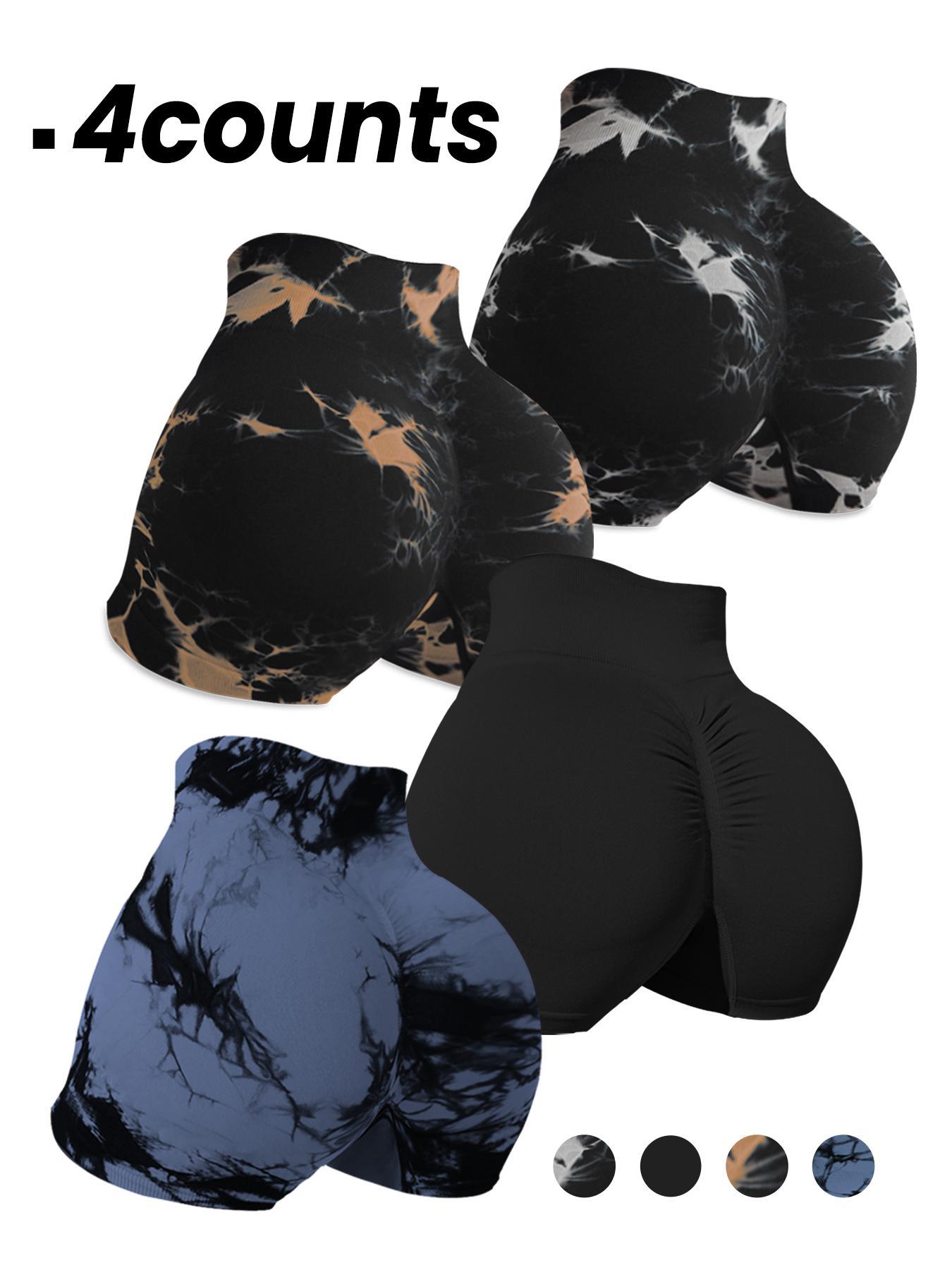 Women's Tie Dye High Waist Sports, Casual Comfy Breathable Skinny Workout Impact Shorts for Yoga Gym Workout Running, Ladies Sportswear for All Seasons