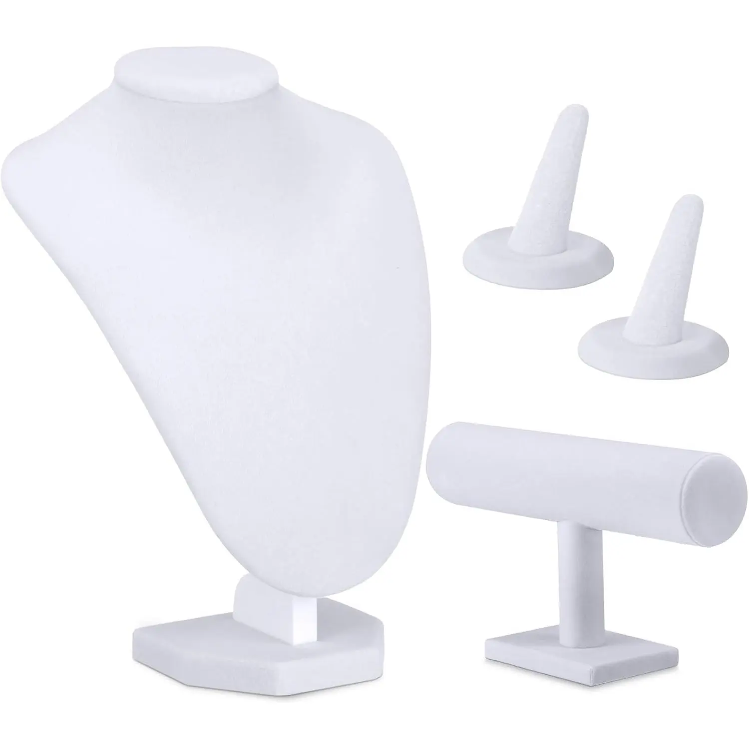 4 count White   Display Set Necklace Bust Holder Bracelet Organizer 2  Ring Finger  Holder