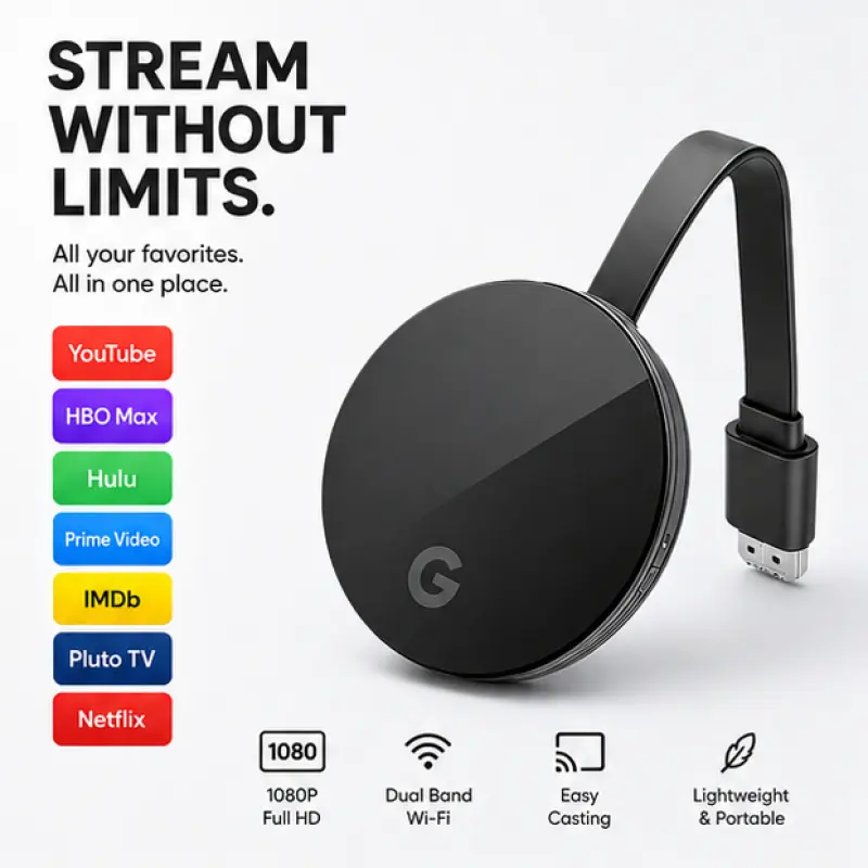 Wireless HDMI Display Adapter for TV, Plug & Play Screen Mirroring Dongle Supports AirPlay Miracast DLNA, Easy Setup
