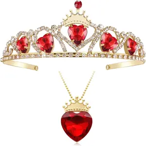 4 Rise of Red Crown Queen of Hearts Crown Red Crown with Black Hearts Descendant 4 Tiara Jewelry Set Halloween Costume