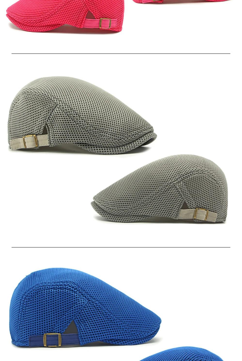 HT4775 Beret Cap Spring Summer Mesh Cap Breathable Sun Hat Women Artist Painter Beret Hat Male Female Ivy Flat Cap Mens Berets