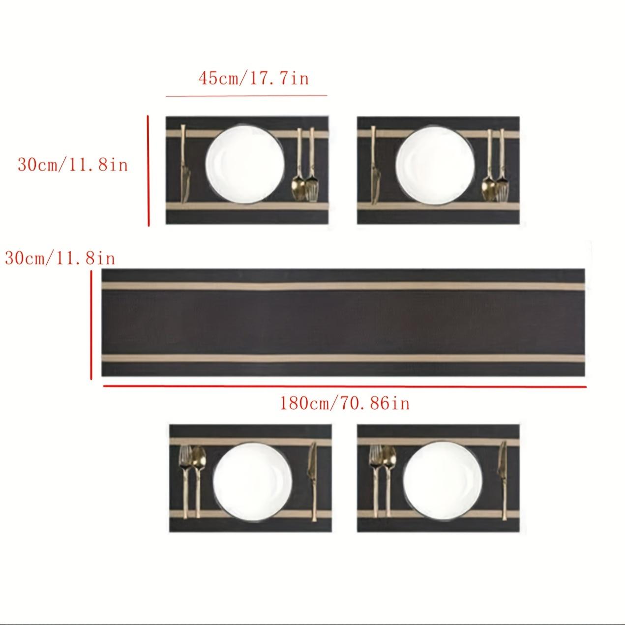 Rectangular Tablecloth & Place Mat Set, 5 Counts/set Modern Heat Resistant Tablecloth & Place Mat, Household Minimal Table Decoration Supplies for Home Kitchen Dining Room Placemat