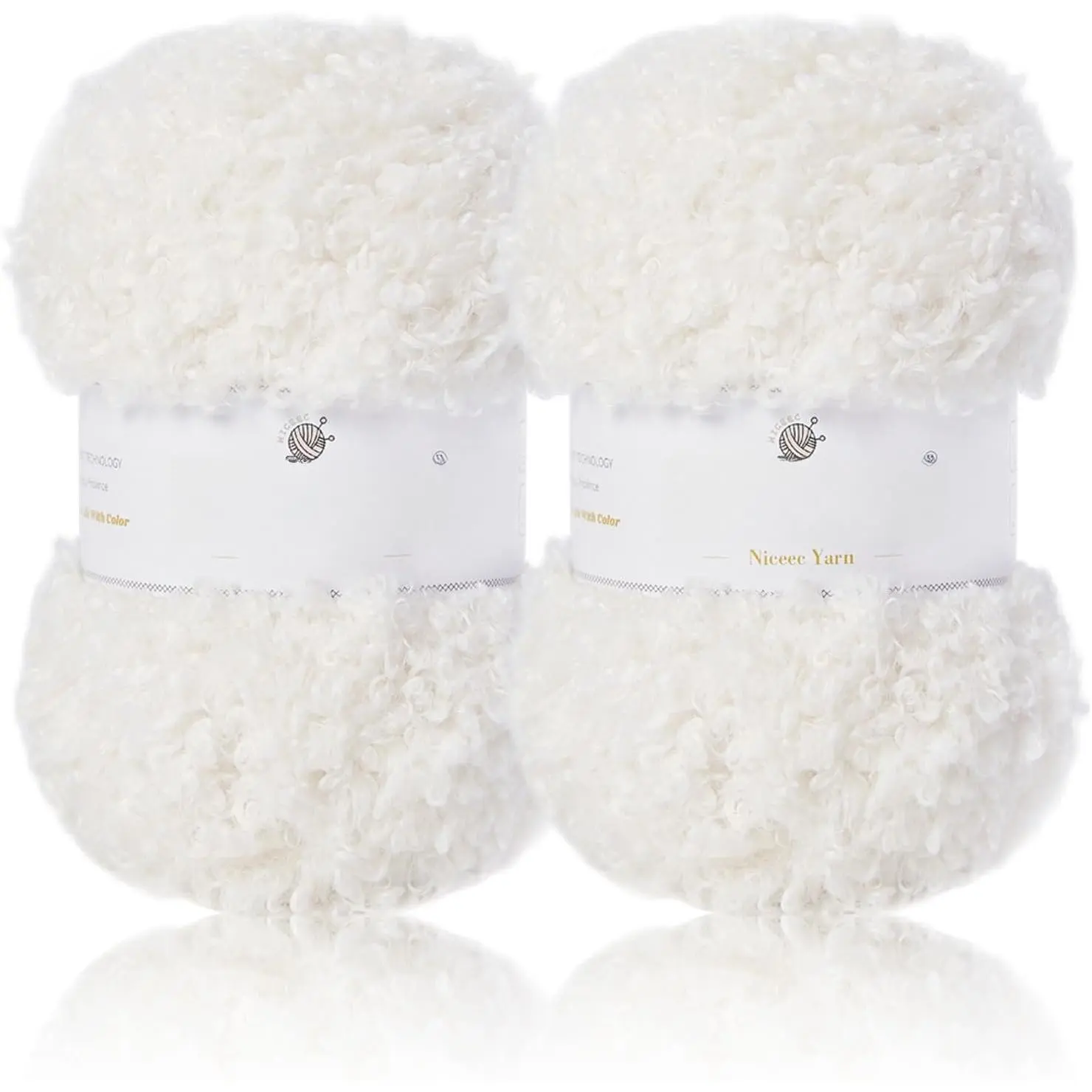 2 Skeins Teddy  Yarn - Super Soft, Chunky,  & Fuzzy, Faux , Eyelash Yarn for Crochet & Knit ( Length 110yds/7.05oz) - Cream White