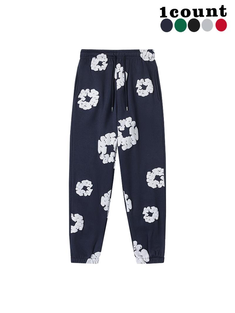 Women's Floral Print Drawstring Waist Sweatpants, Casual Fashion Comfy Warm Jogger Pants for Fall & Winter, Women's Trousers for Clothing Daily Wear, Athleisure Casual Trousers
