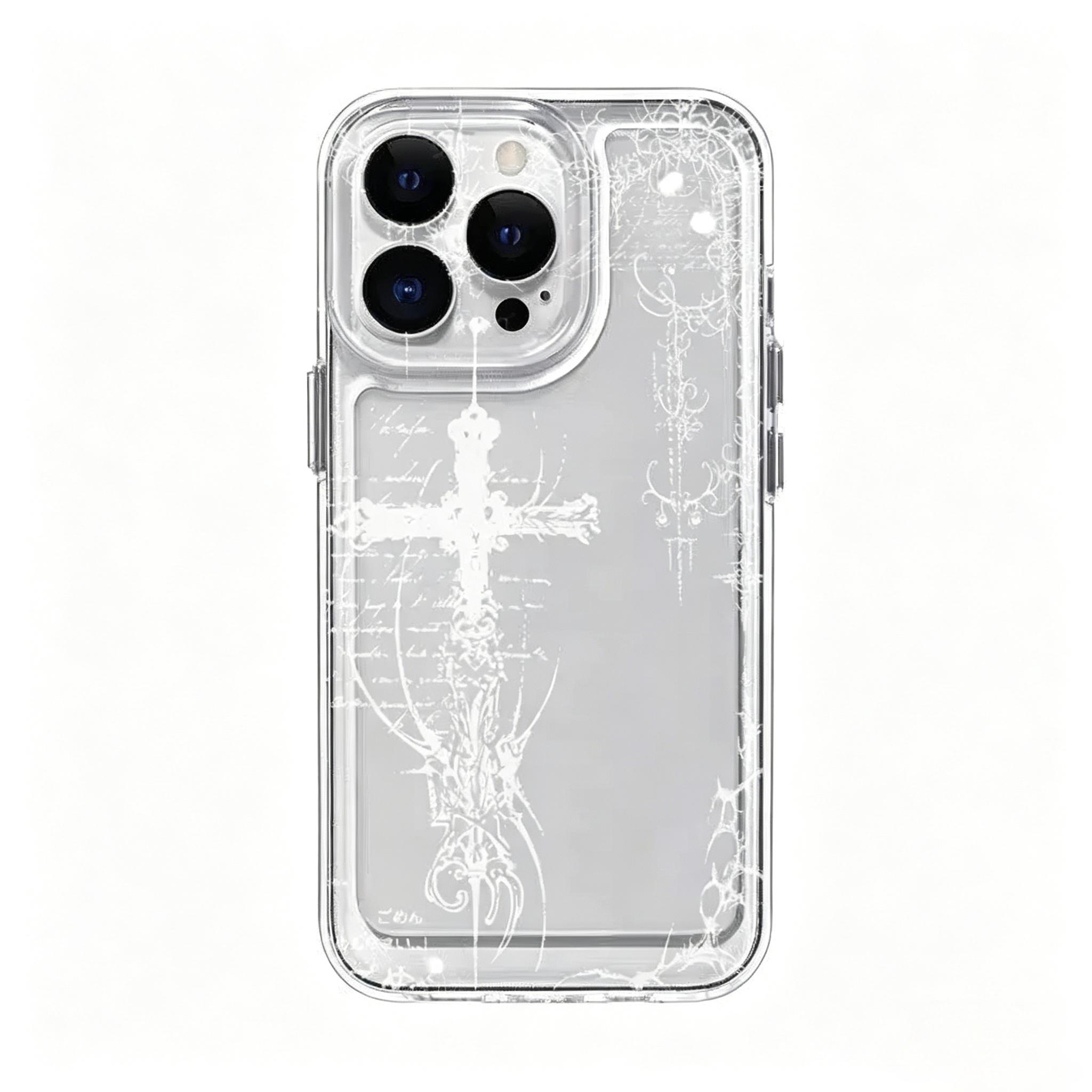 Transparent Shockproof Smartphone Cellphone Casing - Ins-Style Creative Full Coverage Anti-Fall Back Cover, Mobile Phone Accessories for iPhone 17/16/15/14/13/12 Pro Max Plus, Halloween/Birthday Gift with Stickers, Handheld