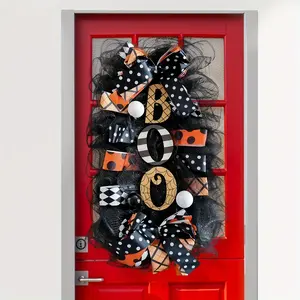 Halloween Wreath Decoration, Front Door Decor, Artificial Flowers, Festival Setup, Horror Decor, Outdoor Window Decor, Boo Decor, Gift for New Home