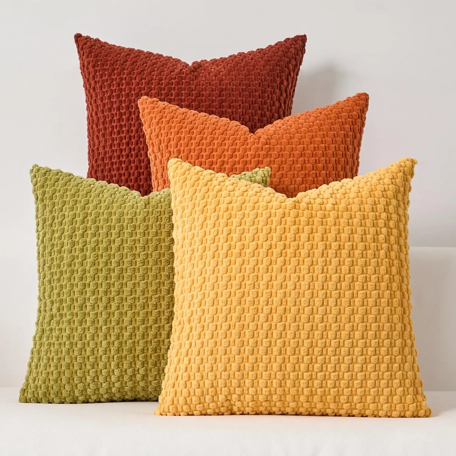4PCS Corduroy Throw Pillow Covers, Corduroy raised texture, Super Soft Boho Farmhouse Decorative Cushion Cases for Couch, Soft Accent Pillows for Living Room (Without pillow insert)