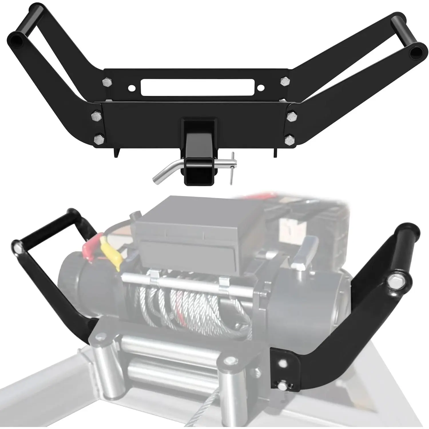 Cradle Winch Mount Mounting Plate 8000-13000 Lbs Capacity Winch Mounting Hitch Receiver Recovery Winches Foldable 10 x 4-1/2