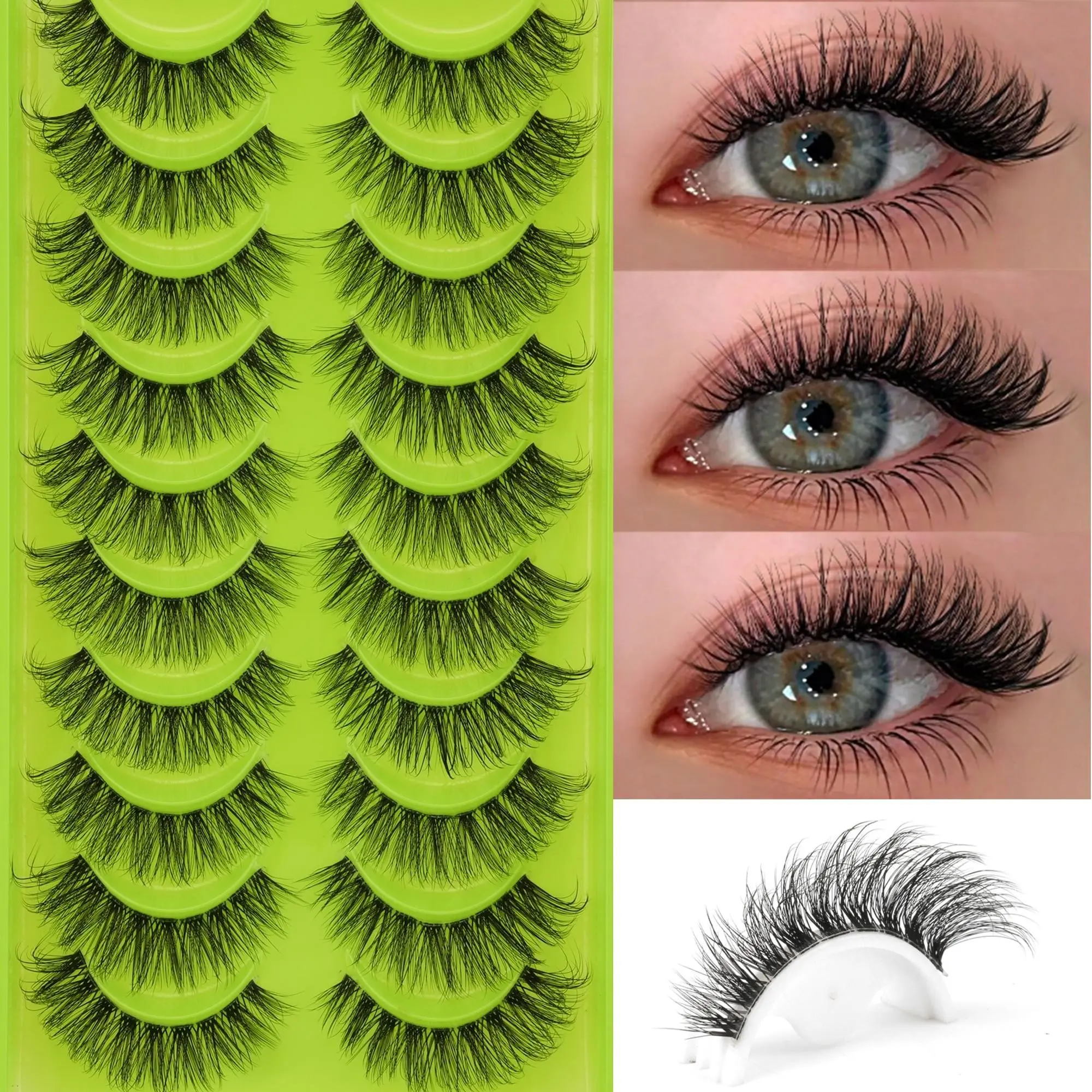 10 Pairs Natural False Eyelashes Set, Invisible Transparent Band, Reusable Strip Lashes, Perfect for Beginners, All Occasions, Clear Band Lashes